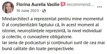 Captură a unui comentariu de Florina Aurelia Vasile